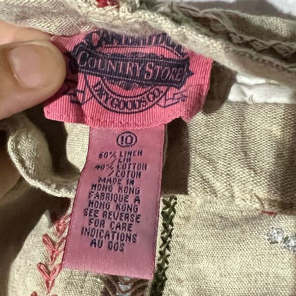 Vintage Country Store Embroidered Linen Blend High-Rise Pants Size 10 - Picture 7 of 13